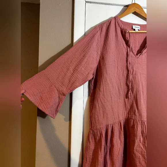 The Drop light pink flowy boho dress, ties on chest, size XL - Picture 4 of 6